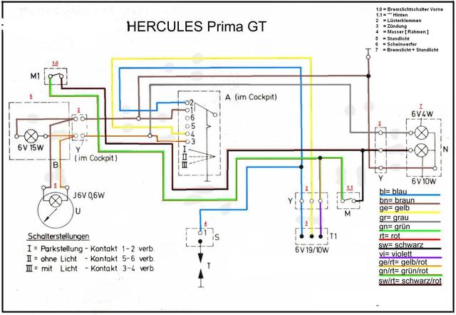 Schaltplan Hercules Mofa Prima 4 5 6 Mit Bremslicht