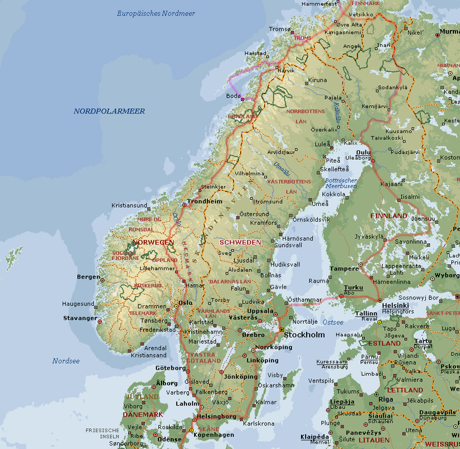 Skandinavien Karte
